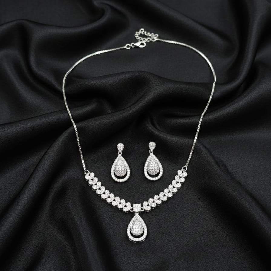 Silver Zircon 1 Carat Set