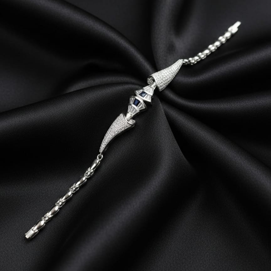 Silver and Blue Stone Bracelet