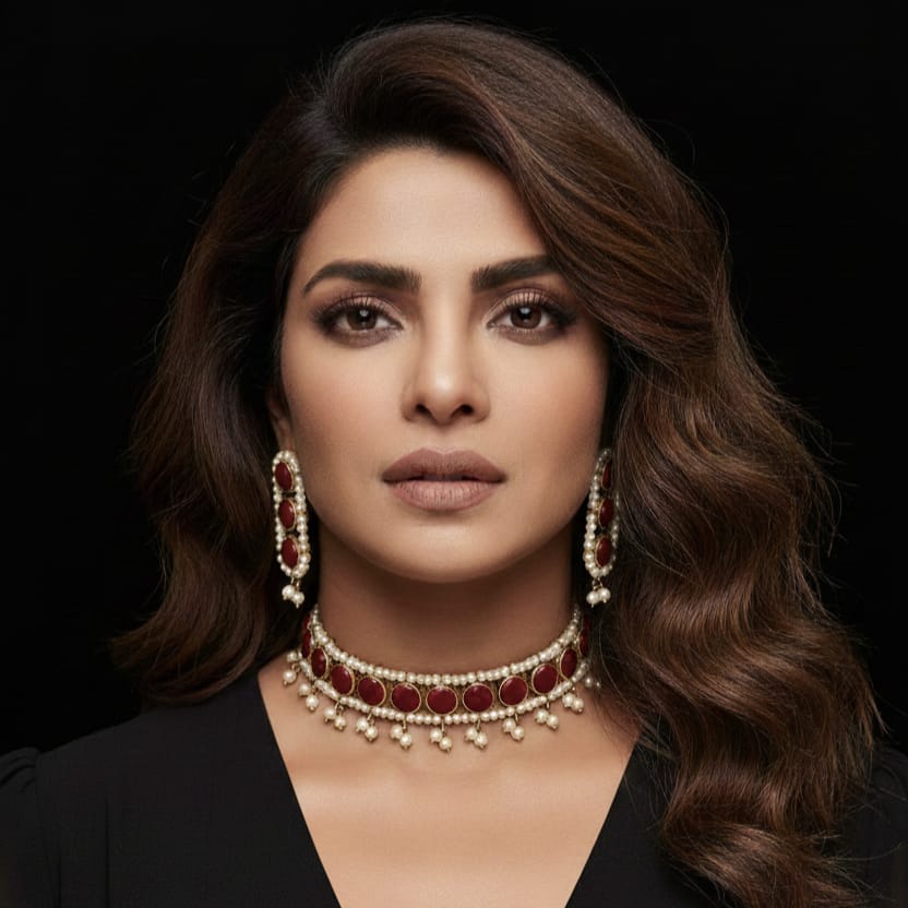 Regal Ruby-Toned & Pearl Choker Set