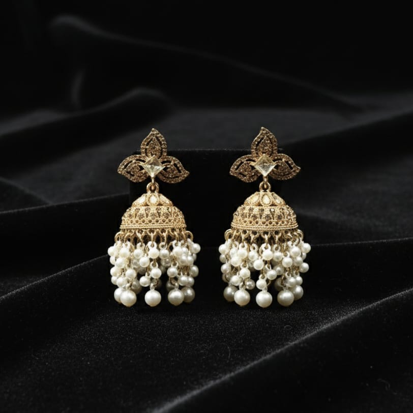 Golden Pearl Jhumka