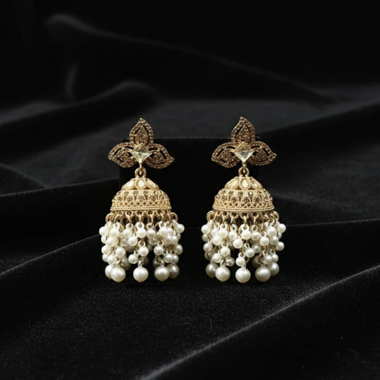 Golden Pearl Jhumka
