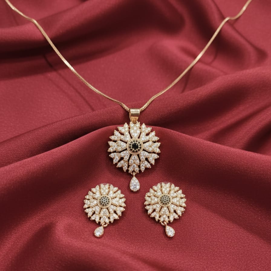 Round 1 Carat Zircon Pendant Set