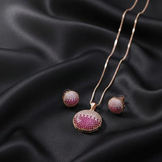 1 Carat Pink Stone Pendant Set