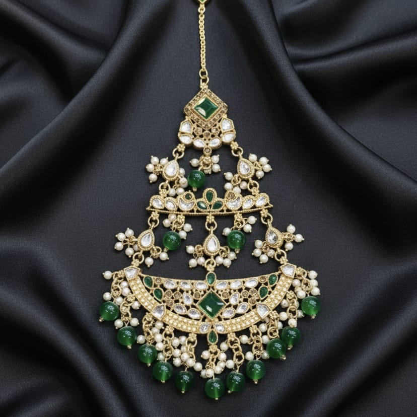 Kundan Bridal Green Jhumer