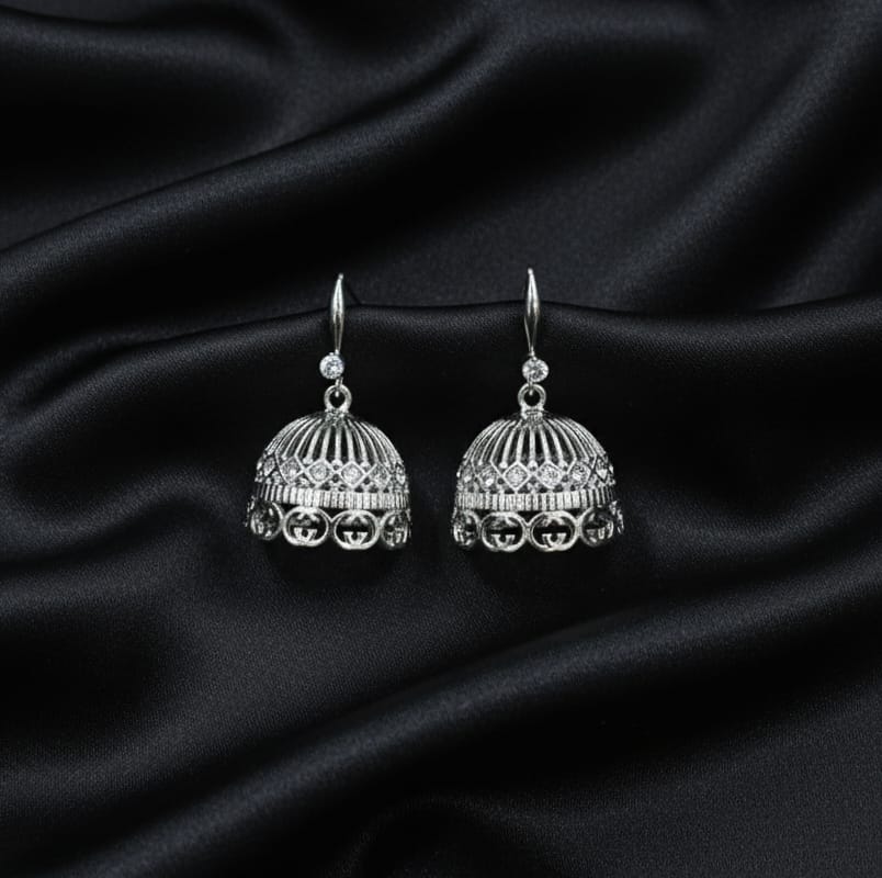 Oxidized Silver jhumka