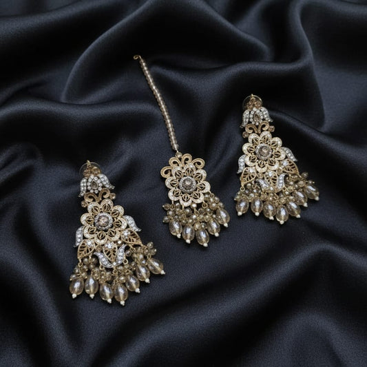 Fine Quality Gold Casting Earring With Tika