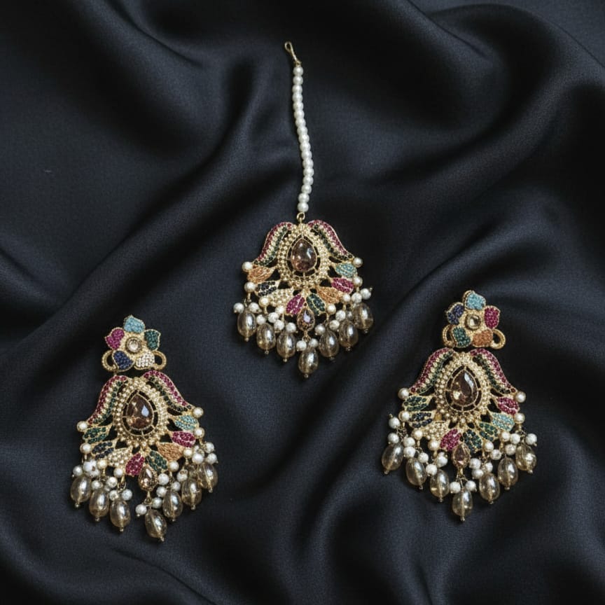 Premium Quality Multi Earring With Tika